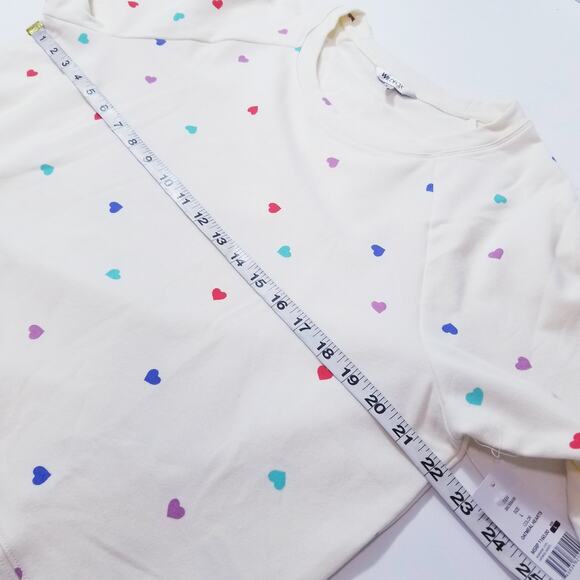 WildFox Oatmeal Hearts Print Sweatshirt and Short Lounge Set Co-Ord Sets - Picture 6 of 13